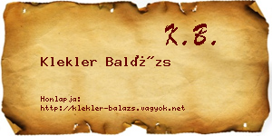 Klekler Balázs névjegykártya