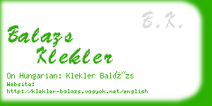 balazs klekler business card